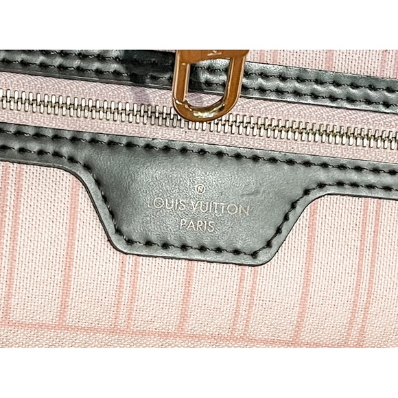 AUTHENTIC Louis Vuitton Damier Ebene Neverfull MM Rose Ballerine - Picture 8 of 11